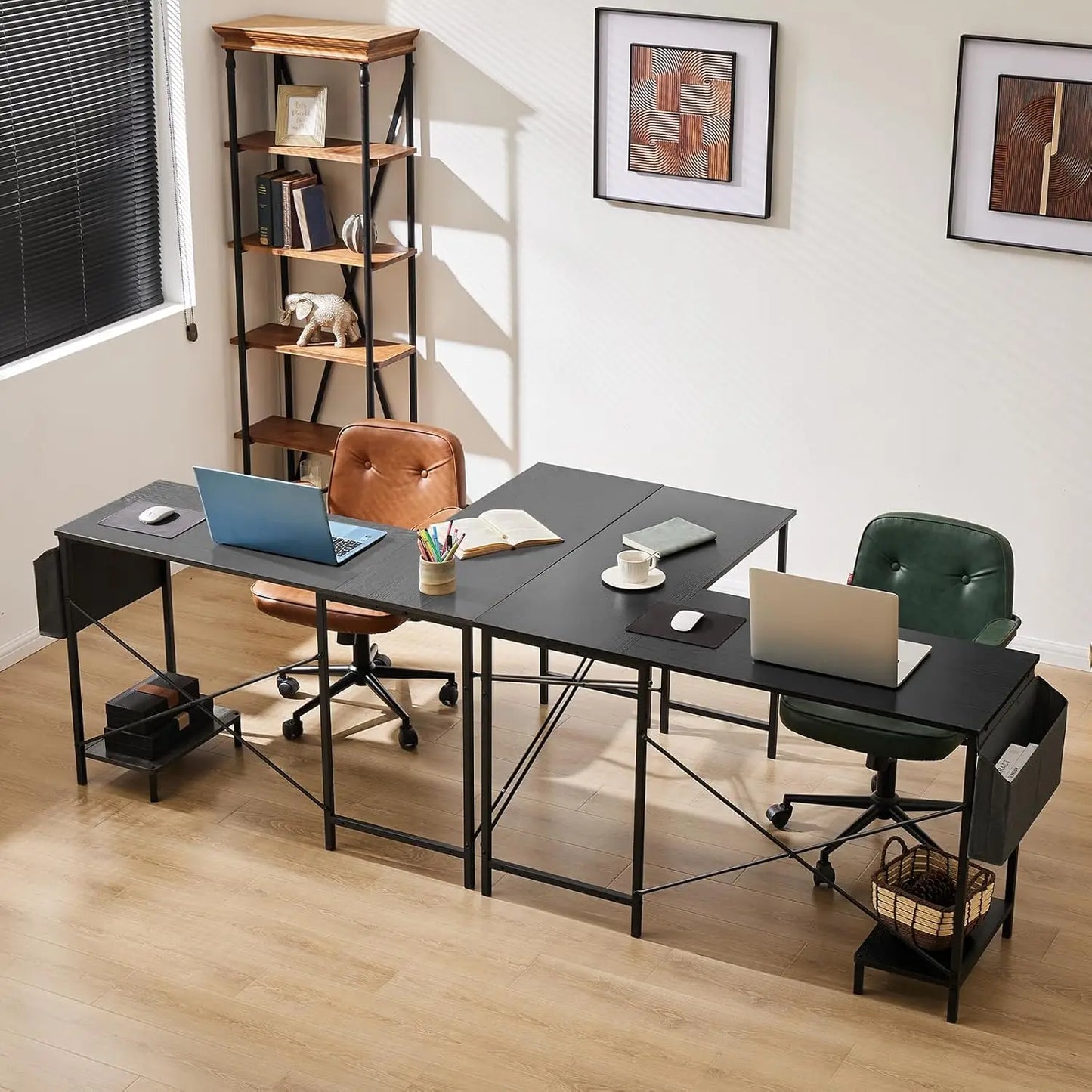 L Shaped Desk. 50-Inch Computer Desk. Corner Gaming Desk. CPU Stand. Home Office. Black.