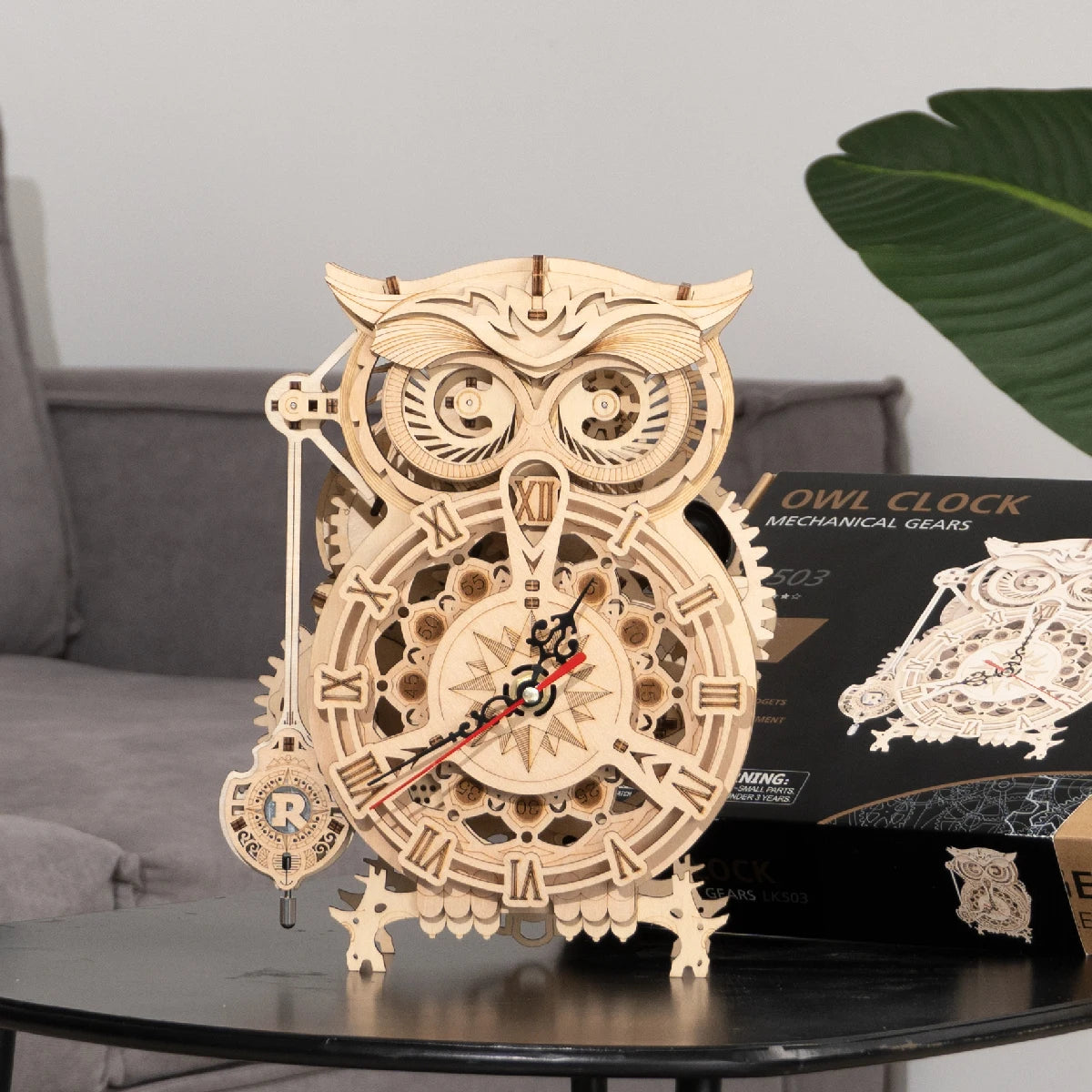 Robotime Rokr 161pcs Creative DIY 3D Owl Clock Wooden Model