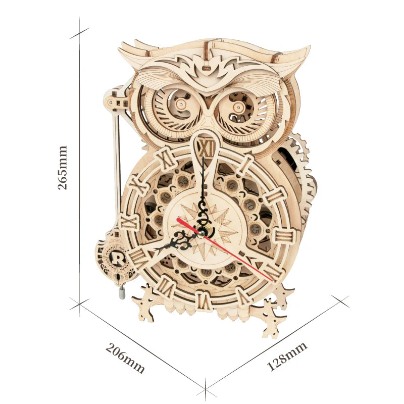 Robotime Rokr 161pcs Creative DIY 3D Owl Clock Wooden Model