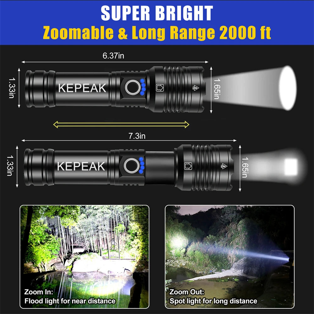 XHP50 Led Flashlight Long Range Aluminum Alloy Torch