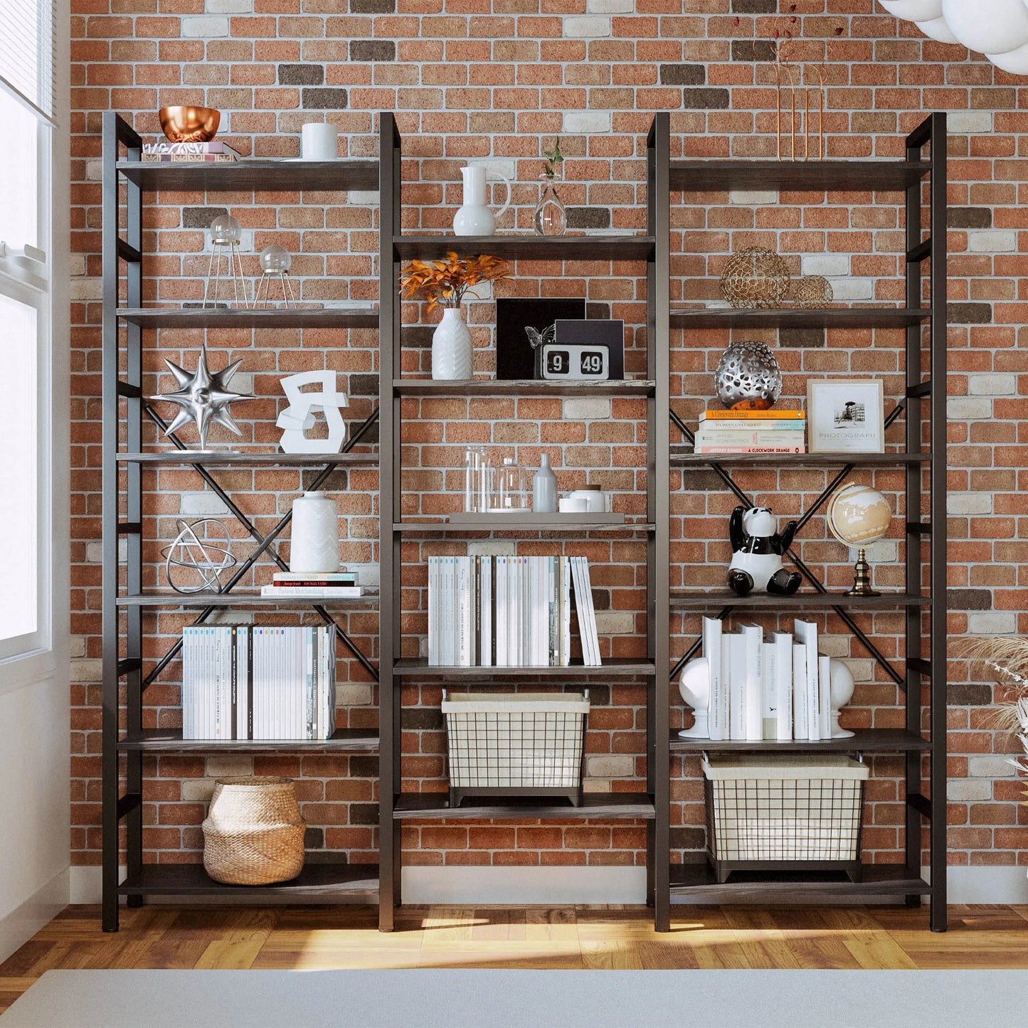 IRONCK Triple Wide 6 Tiers Industrial Bookshelf