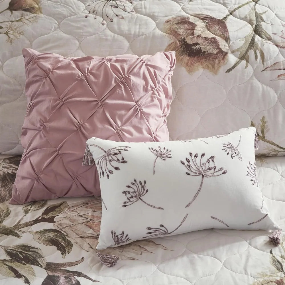 Cassandra Cotton Blend Comforter Set, Queen Blush 8 Piece