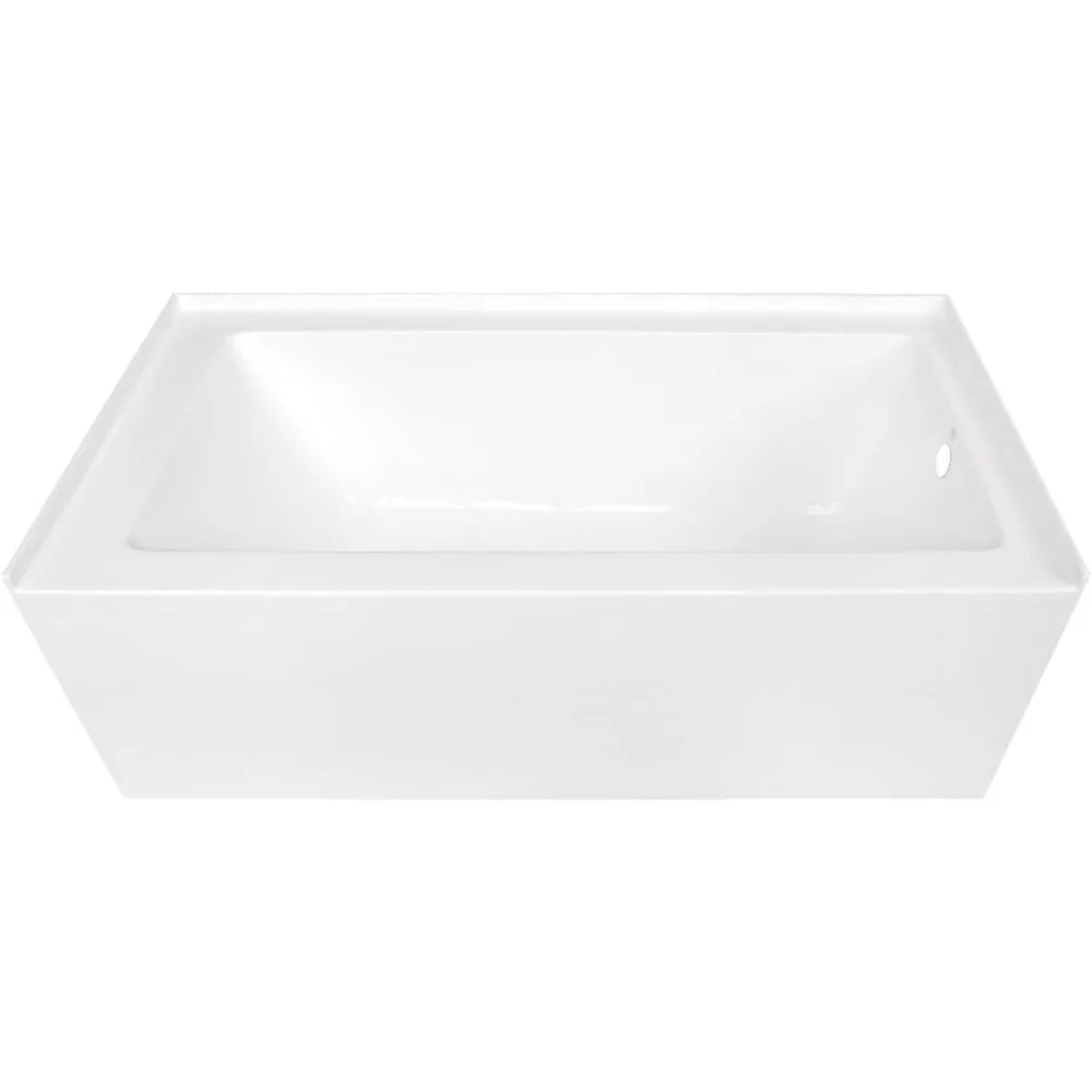 60-Inch Contemporary Acrylic Bathtub with Right Hand Drain and Overflow Holes