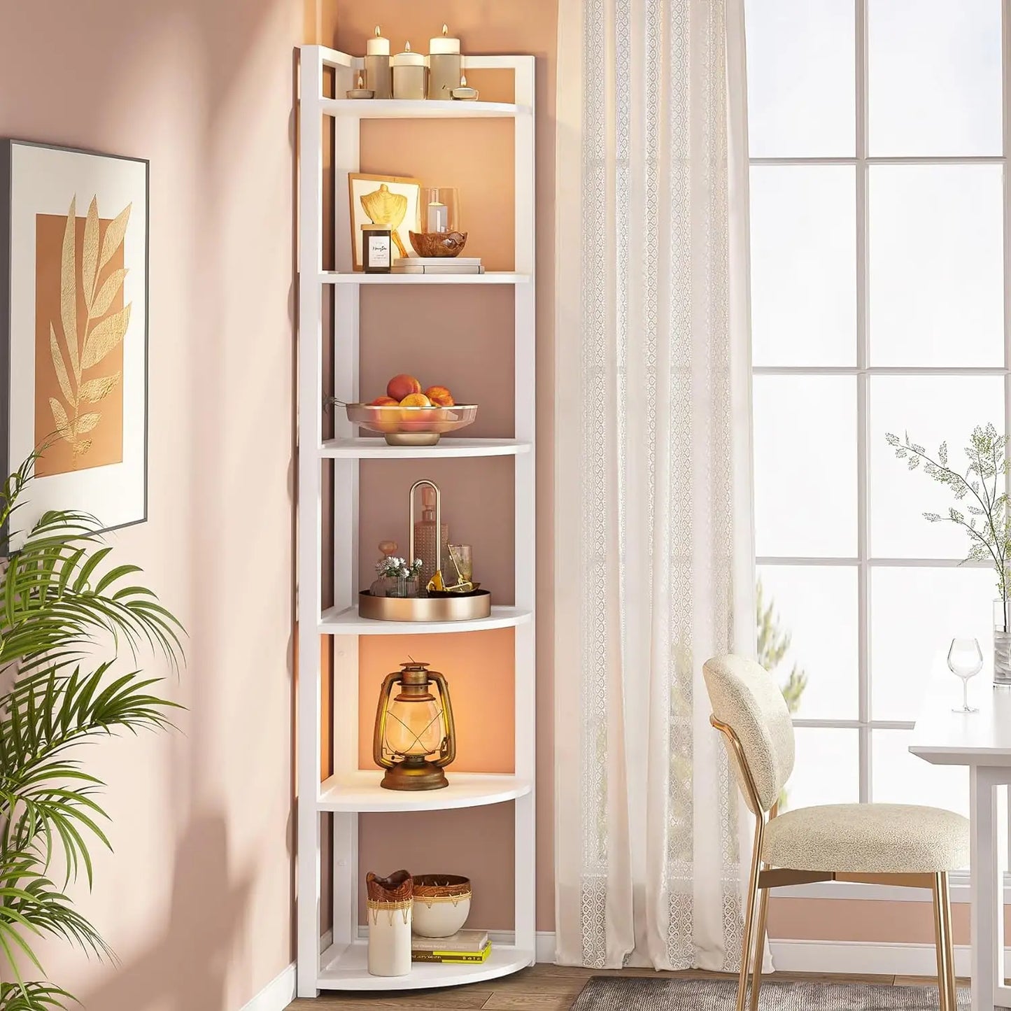 70.9 Inch Tall Corner Bookshelf Small Bookcase Modern Corner Shelving Unit Storage Rack