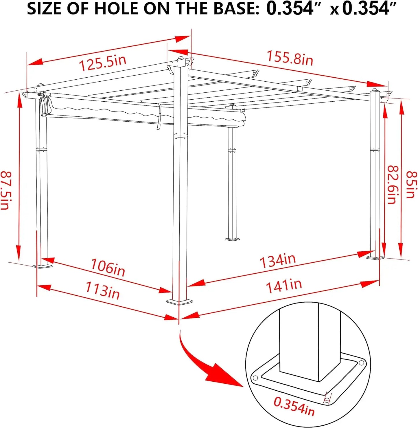 13x10ft, Aluminum Pergola w/Thicker Post & Upgraded Retractable Canopy, Metal Heavy-Duty Outdoor