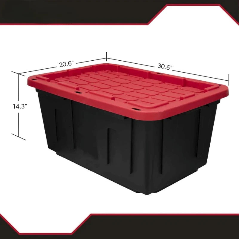 27 Gallon Snap Lid Plastic Storage Bin Container, With Durable Lid and Secure Latching Buckles