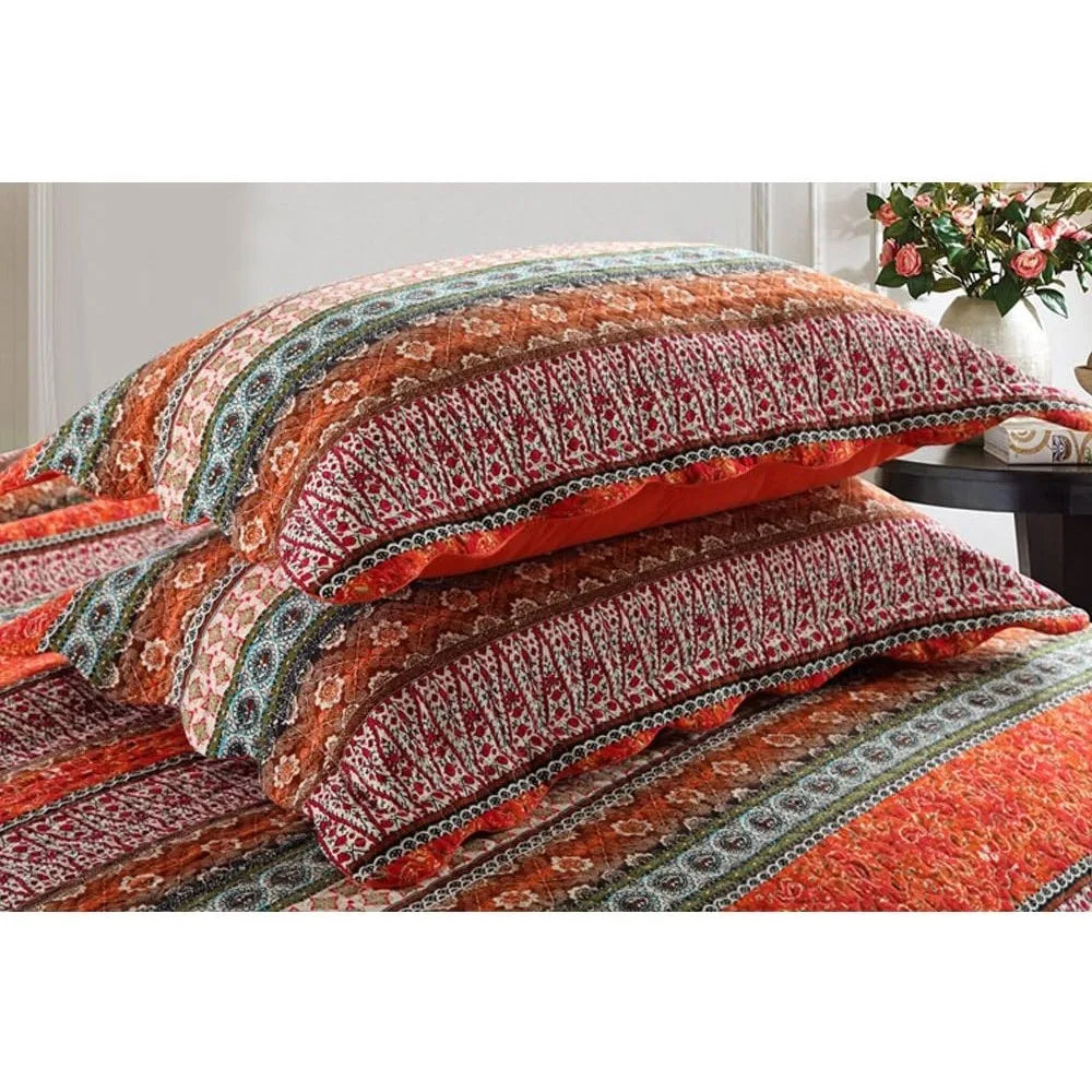 Striped Classical Cotton Patchwork Bedspread Quilt Sets