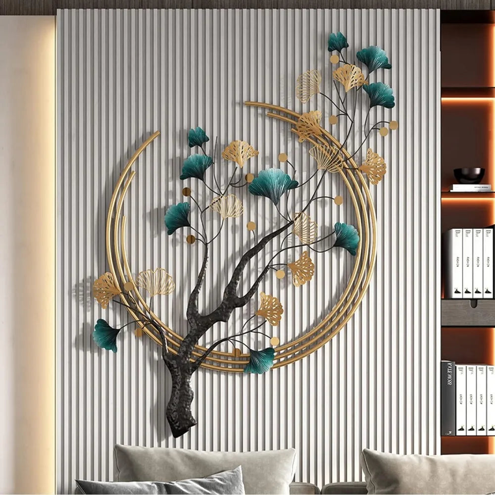 Ginkgo Biloba Metal Art Deco 52.7" * 32.7" 3D Wall Sculpture