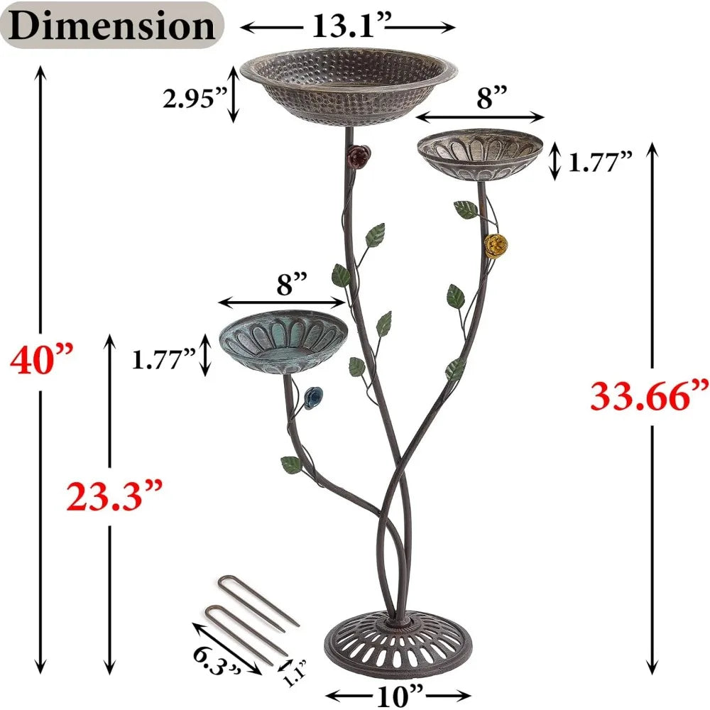 40" H Pedestal Bird Bath and Feeder