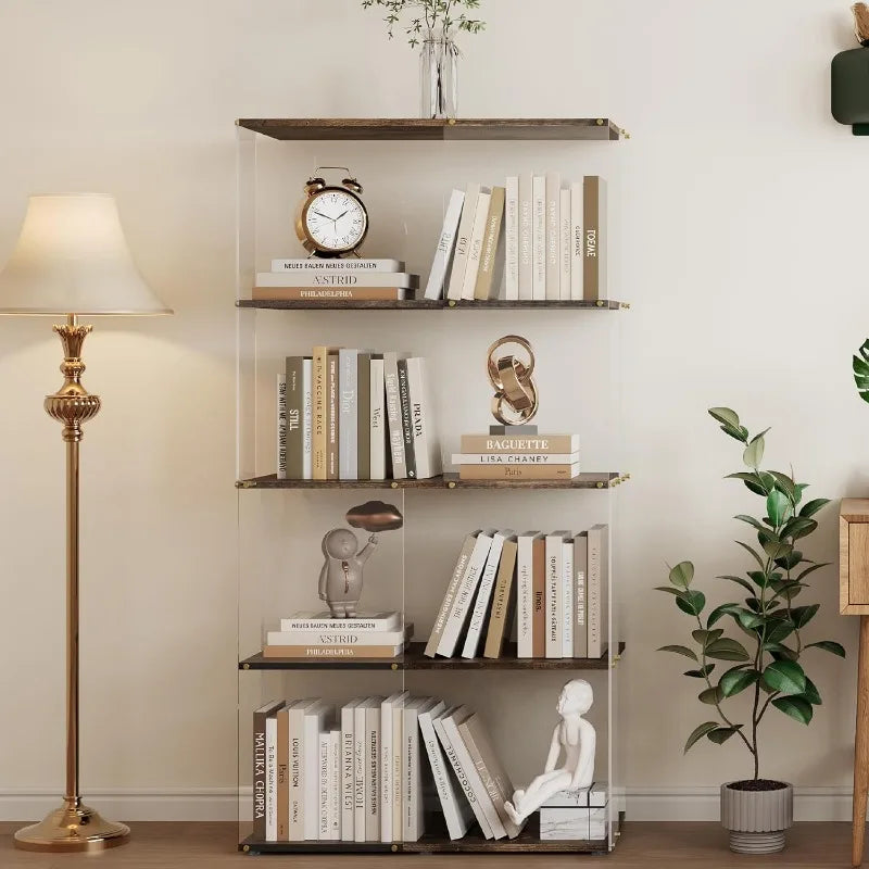 5 Tier Corner Shelf, Open Corner Display Shelf, Corner Bookcase, Freestanding Bookshelf