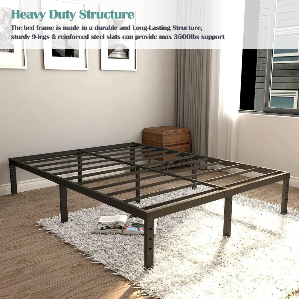 Queen Bed Frame 14 Inch High Max 1000 Pound Heavy Duty Sturdy Metal Steel