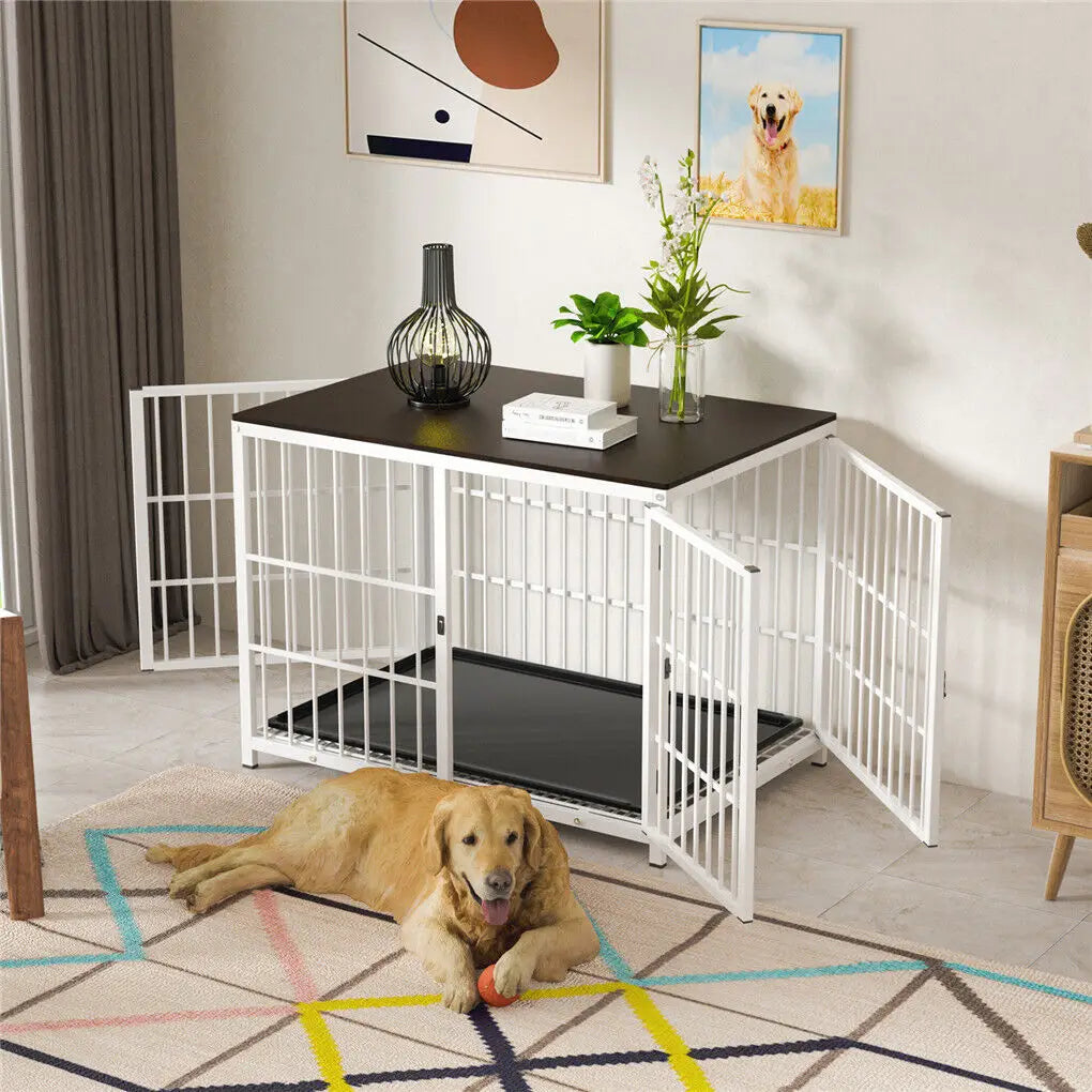 Heavy Duty Dog Kennels Metal Wooden Dog Crate End Table Furniture