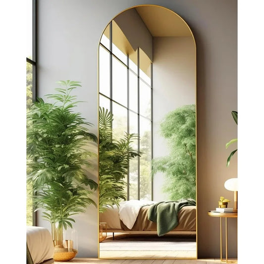 Full Length Floor Mirror, 21"×64" Arched with Stand