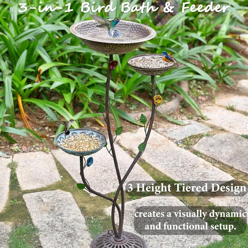 40" H Pedestal Bird Bath and Feeder