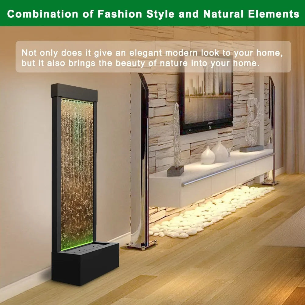 2024 Indoor Water Fountain Mirror with APP Controlled Multicolor LED Light, 48"