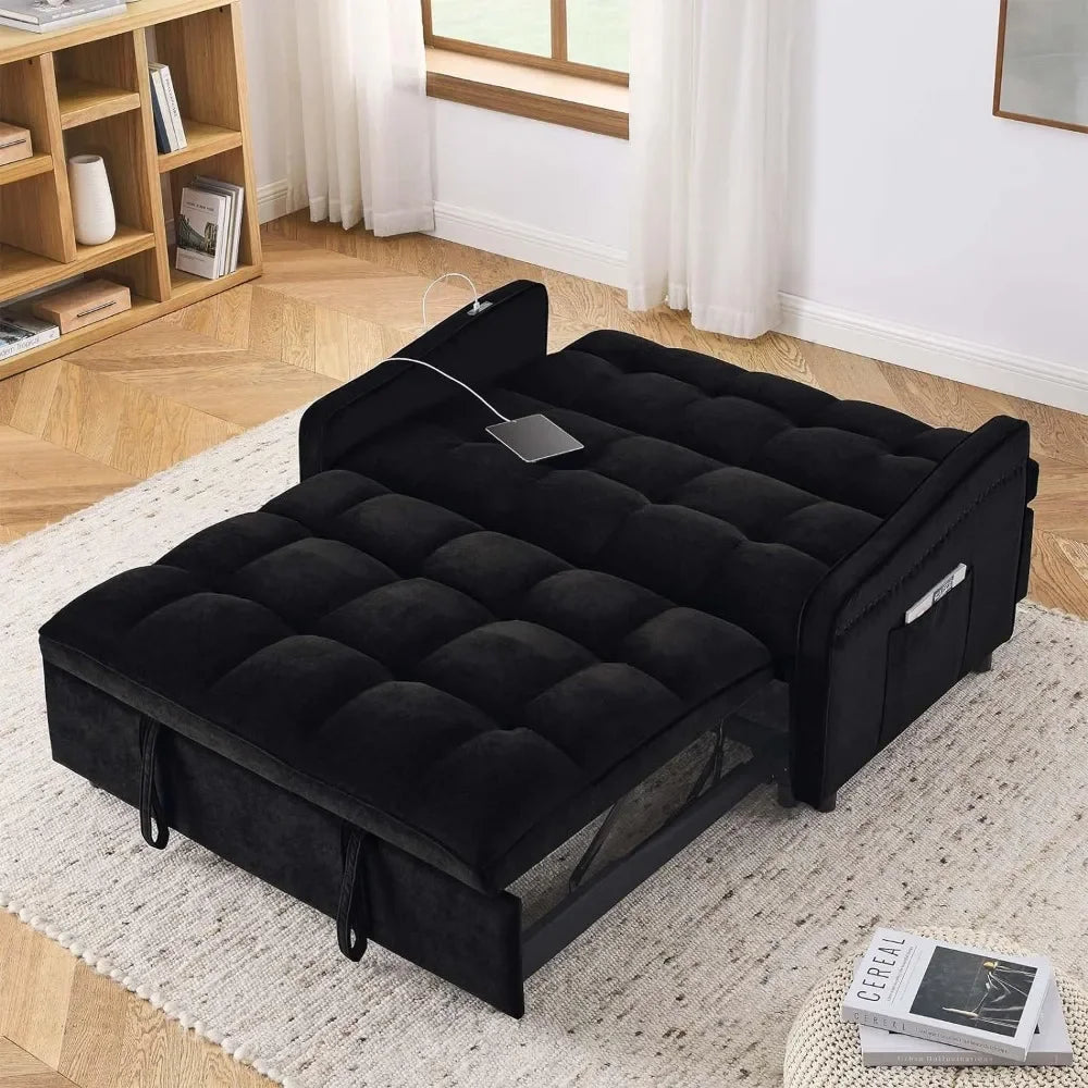 3 in 1 Sleeper Sofa Couch Bed with USB & Type C Port, 52"