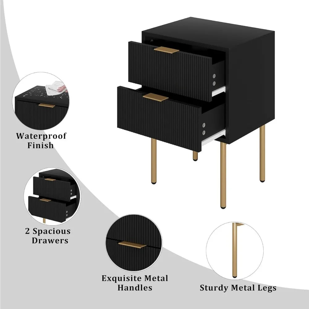 Nightstand, 2 Drawer Dresser for Bedroom