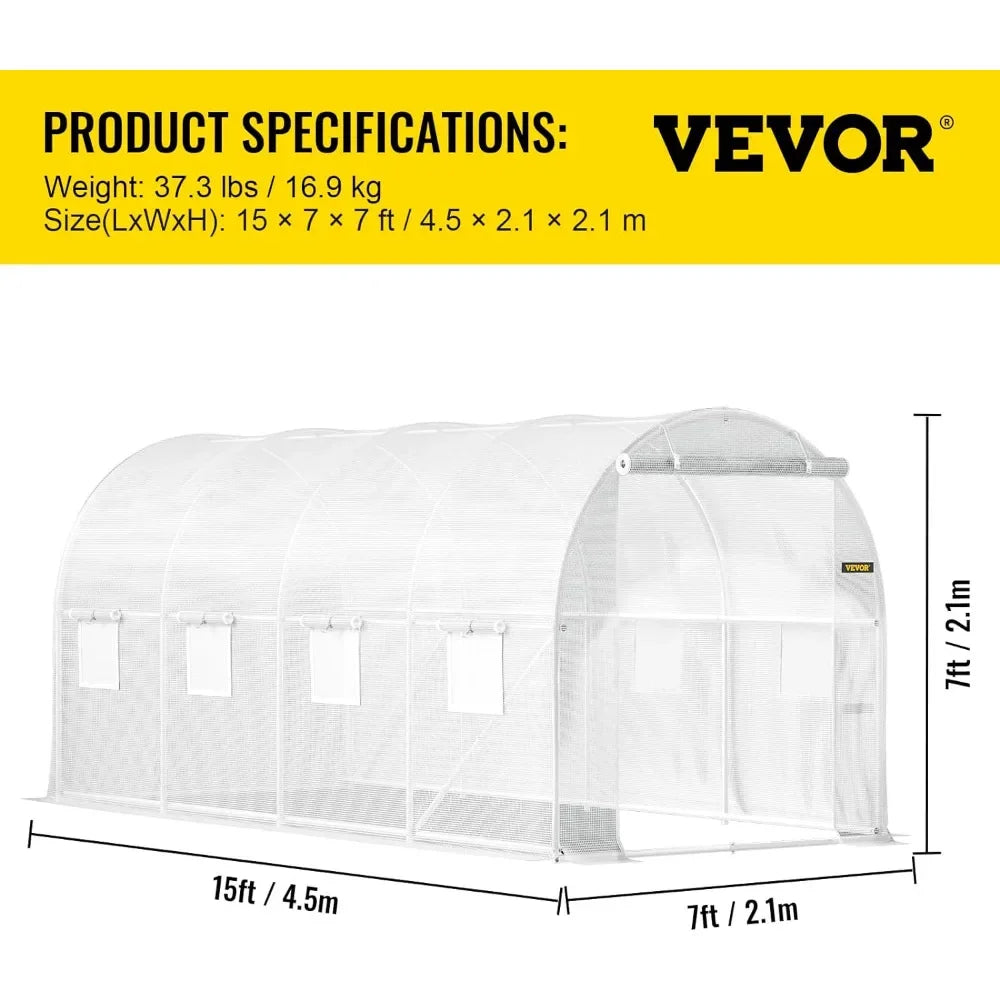 15 x 7 x 7 ft Walk-in Tunnel Greenhouse