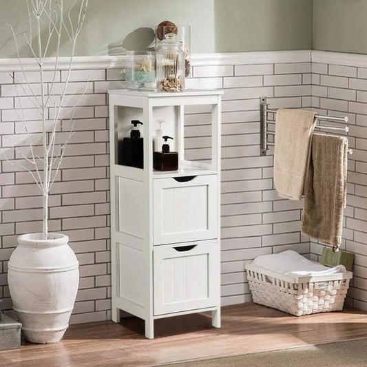 Bathroom Floor Cabinet, Wooden Storage Cabinet with 2 Drawers