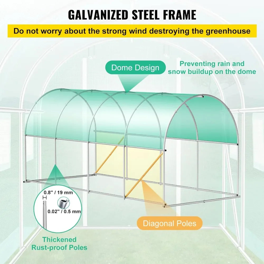 15 x 7 x 7 ft Walk-in Tunnel Greenhouse