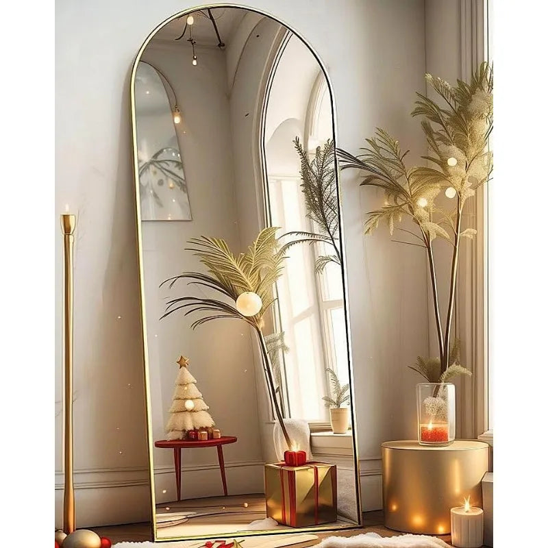 Full Length Floor Mirror, 21"×64" Arched with Stand