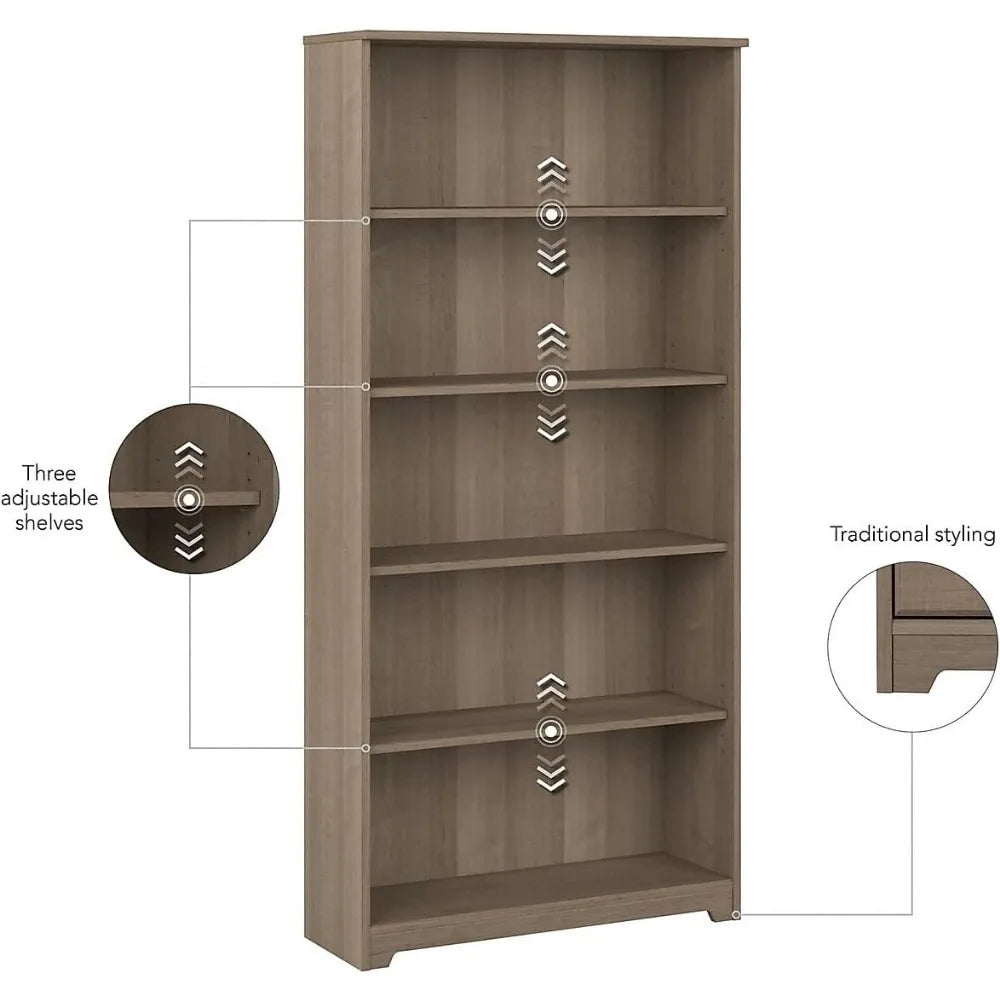 Furniture Cabot 5 Shelf 66-Inch H Bookcase