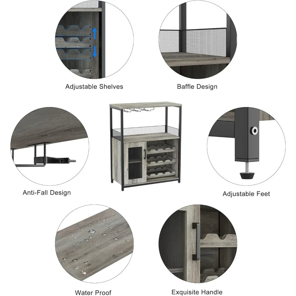 Removable Wine Racks and 1 Drawer Storage Cabinet