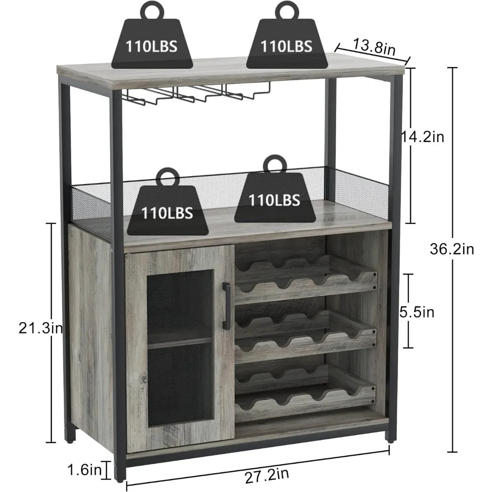 Removable Wine Racks and 1 Drawer Storage Cabinet