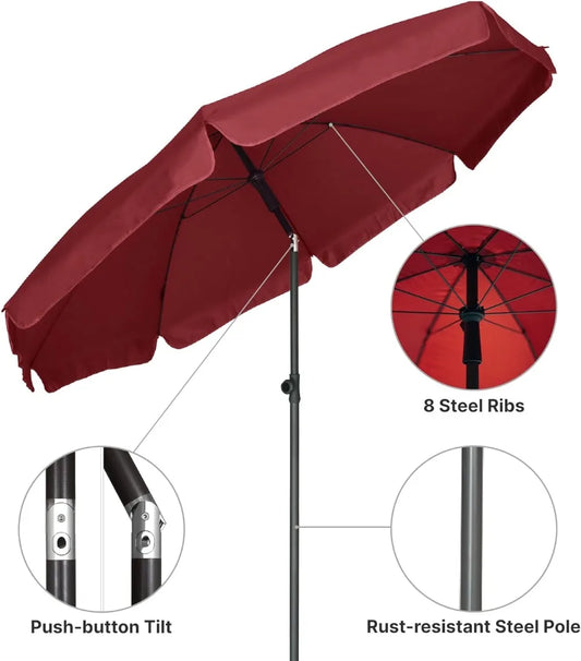 Patio Umbrella 6.5 ft Tilt Steel Pole UPF50+ Protection