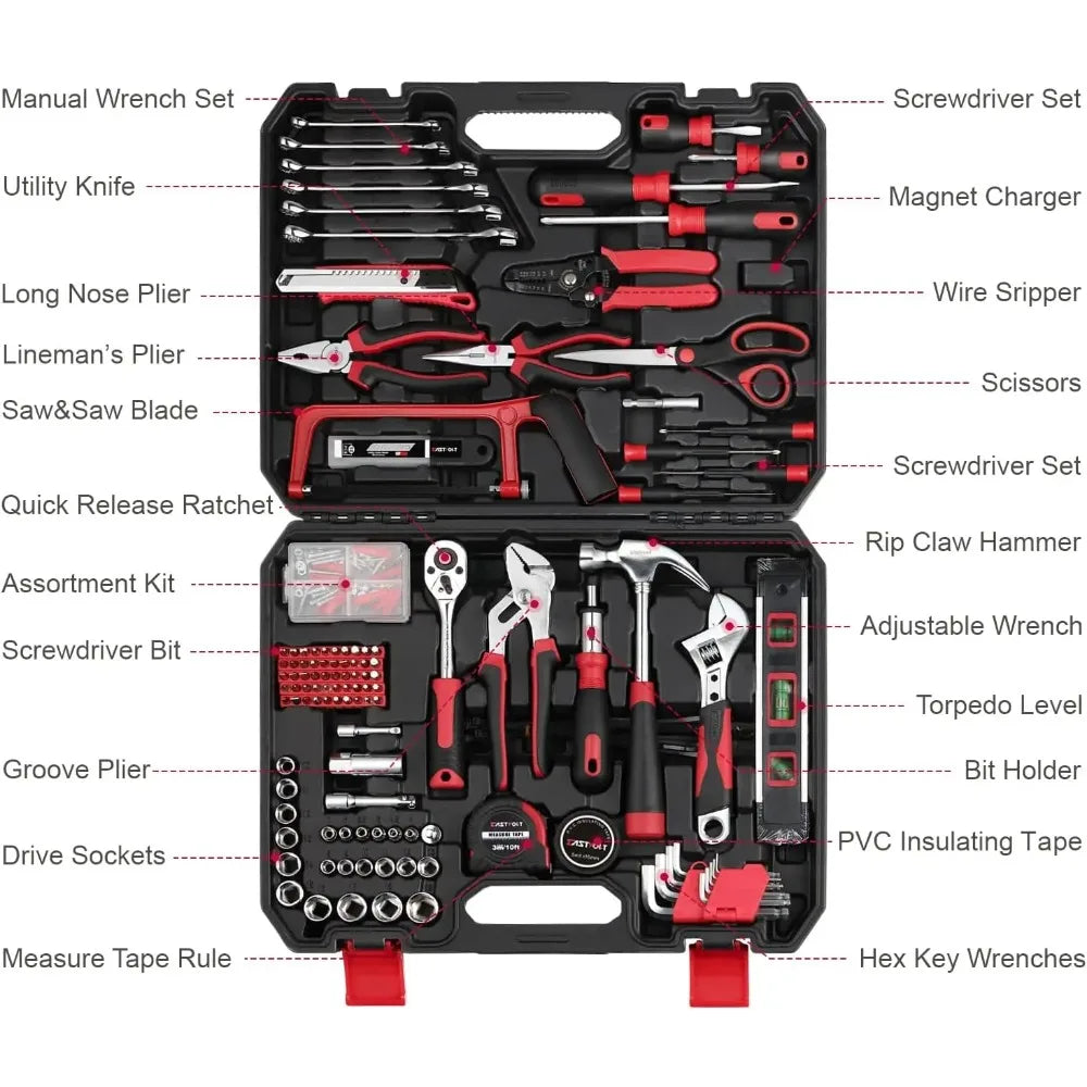 218-Piece Household Tool Kit, Auto Repair Tool Set