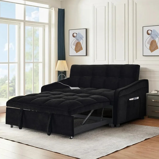 3 in 1 Sleeper Sofa Couch Bed with USB & Type C Port, 52"