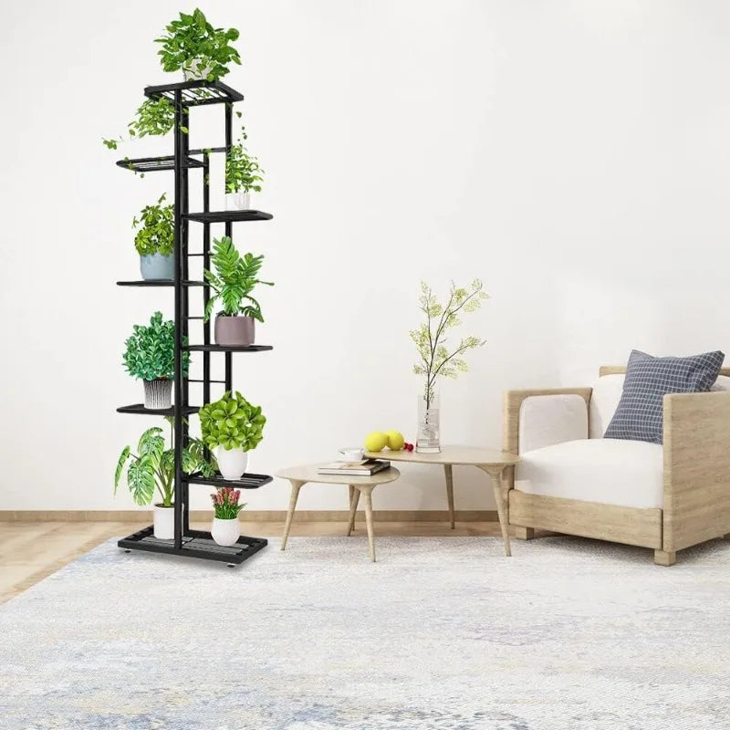 Metal 8 Tier Tall Plant Stand for Indoor Gardening