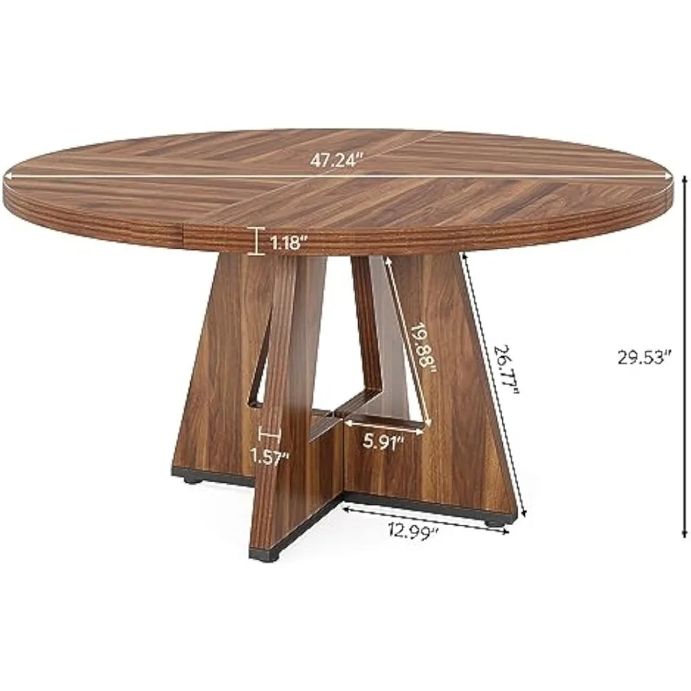 Tribesigns Round Dining Table for 4, 47 Inch Farmhouse Kitchen Table for Dining