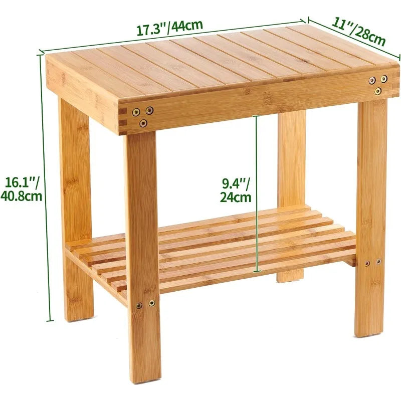 Bamboo Spa Bench Wood Seat Stool