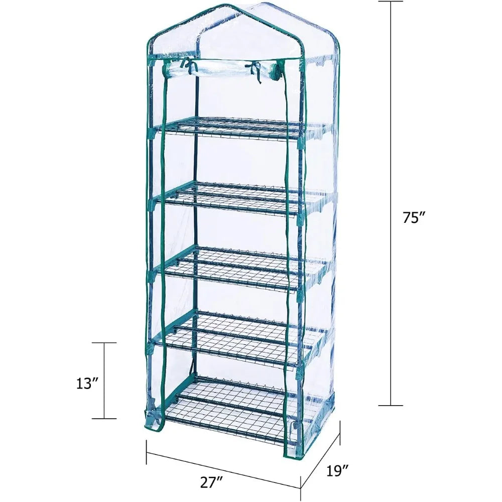 Portable Garden Greenhouse with Shelves and PVC Cover