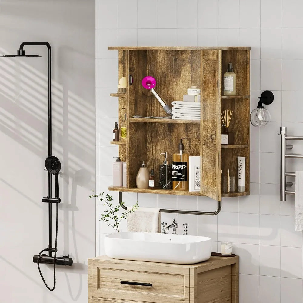 Wall Mounted Bathroom Cabinet With Mirror Door and Removable Shelf