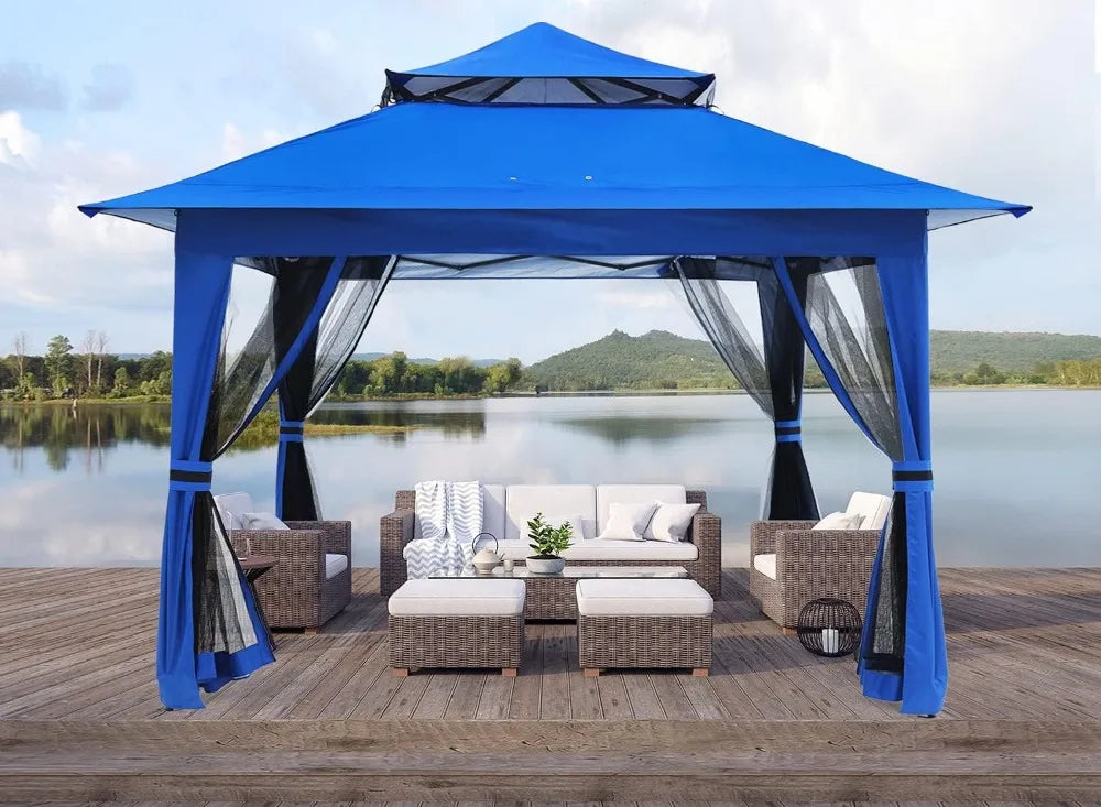 Pop Up Gazebo 13x13 - Outdoor Canopy with Mosquito Netting