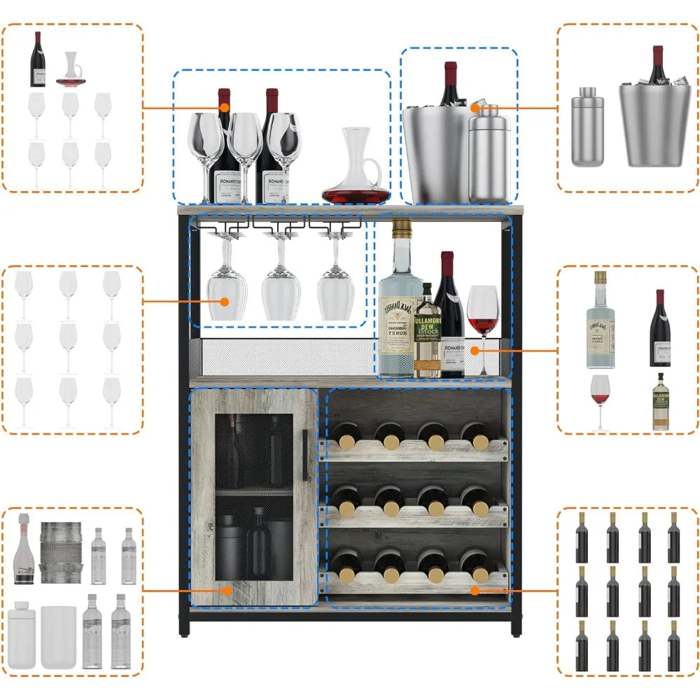 Removable Wine Racks and 1 Drawer Storage Cabinet