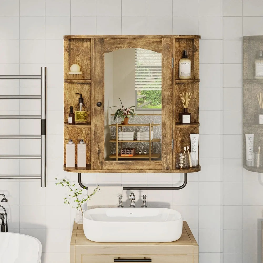 Wall Mounted Bathroom Cabinet With Mirror Door and Removable Shelf