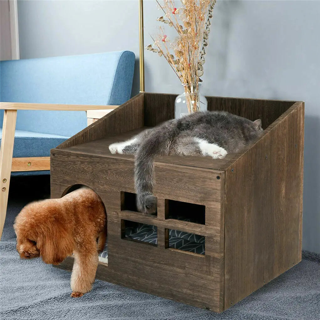 Solid Wooden Cat Litter Box for Indoor Cat