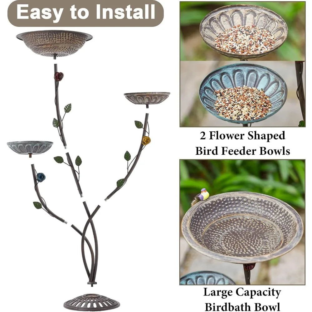 40" H Pedestal Bird Bath and Feeder