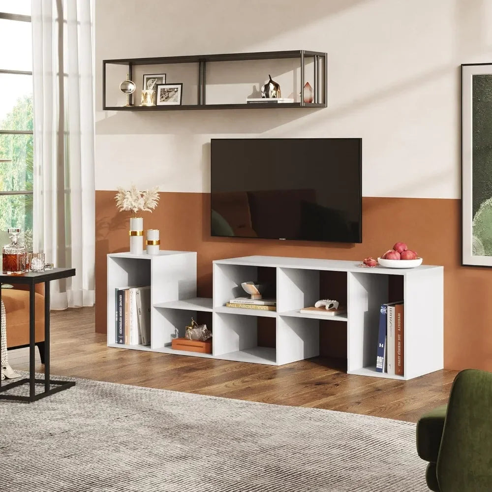 Flat Screen TV Stand for 65 75 inch TV, Modern Entertainment Center with Storage Shelves