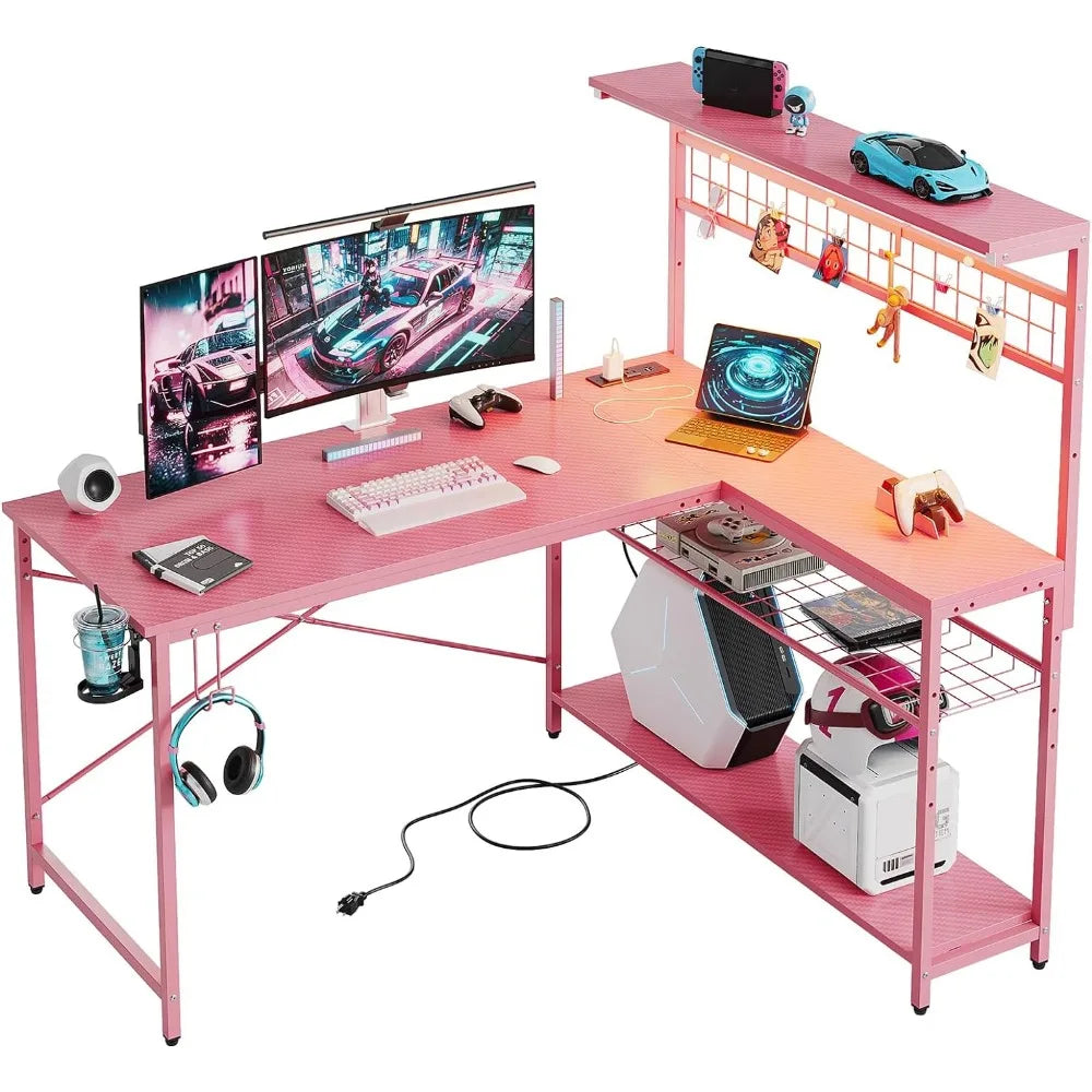 Shaped Gaming Desk Modern Writing Desk for Home Office