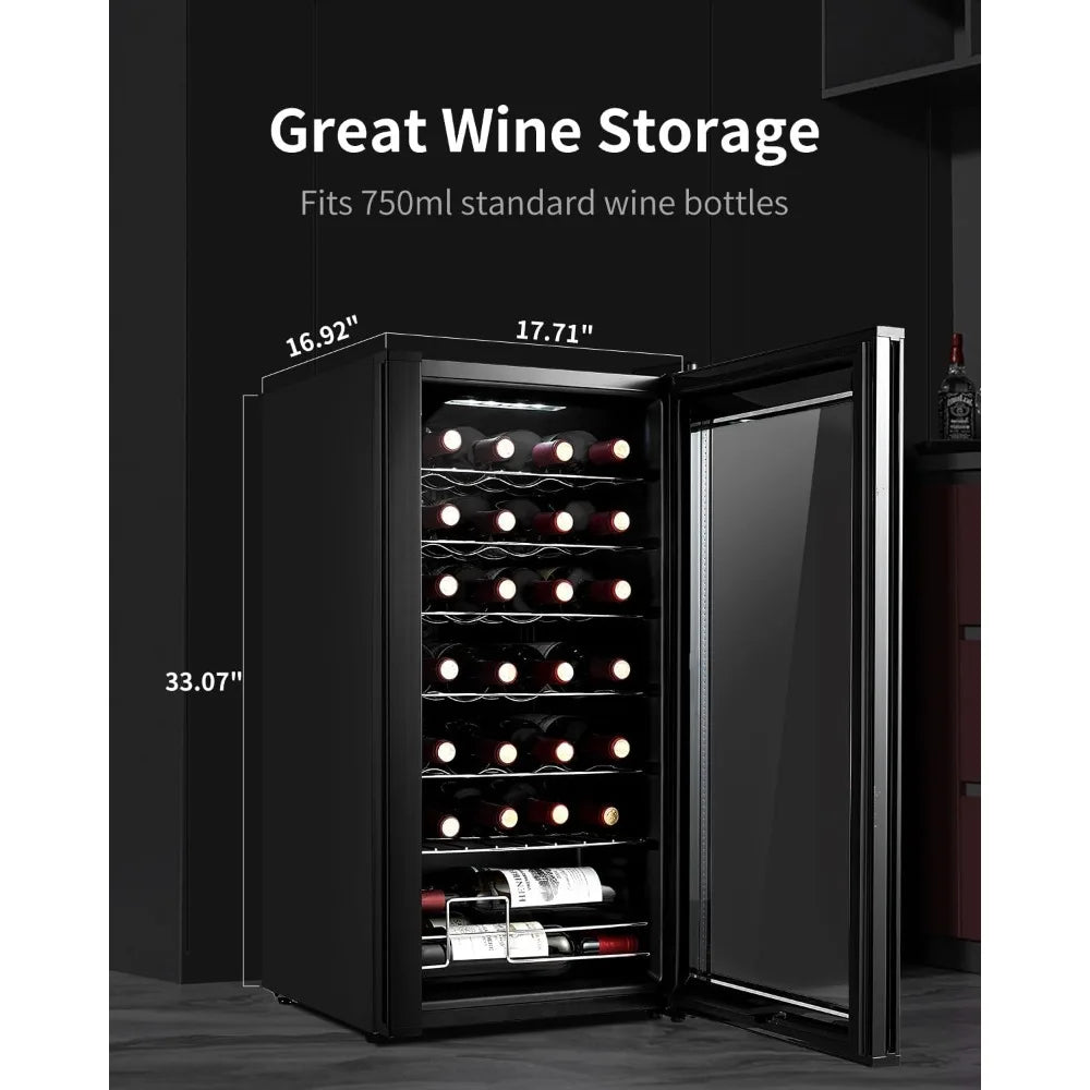 Wine Cooler Refrigerator, Mini with 41-64.4°F Digital Temperature Control, Glass Door