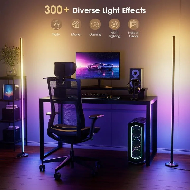 Bluetooth APP and Remote Control 65" Smart Modern Standing Lamp Music Sync 16 Million DIY Colors Changing LED Floor Lamp