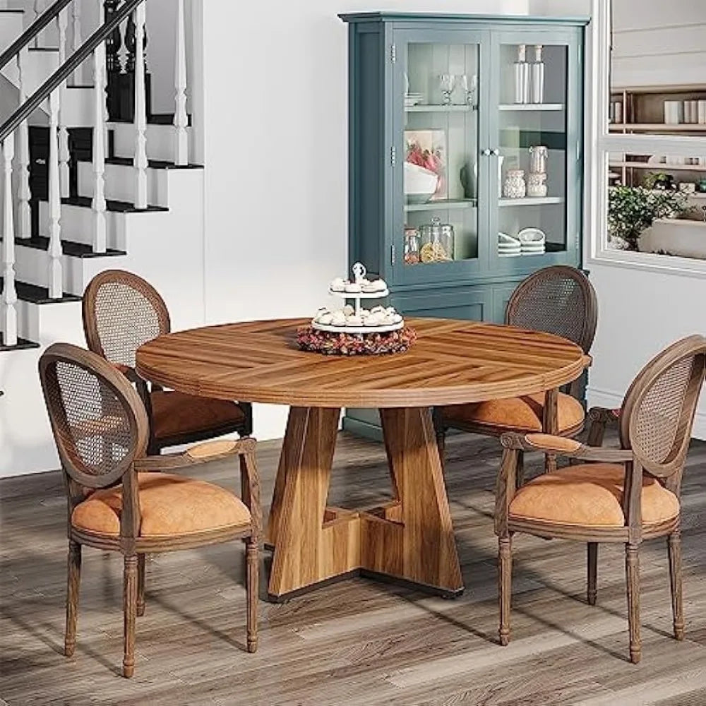 Tribesigns Round Dining Table for 4, 47 Inch Farmhouse Kitchen Table for Dining