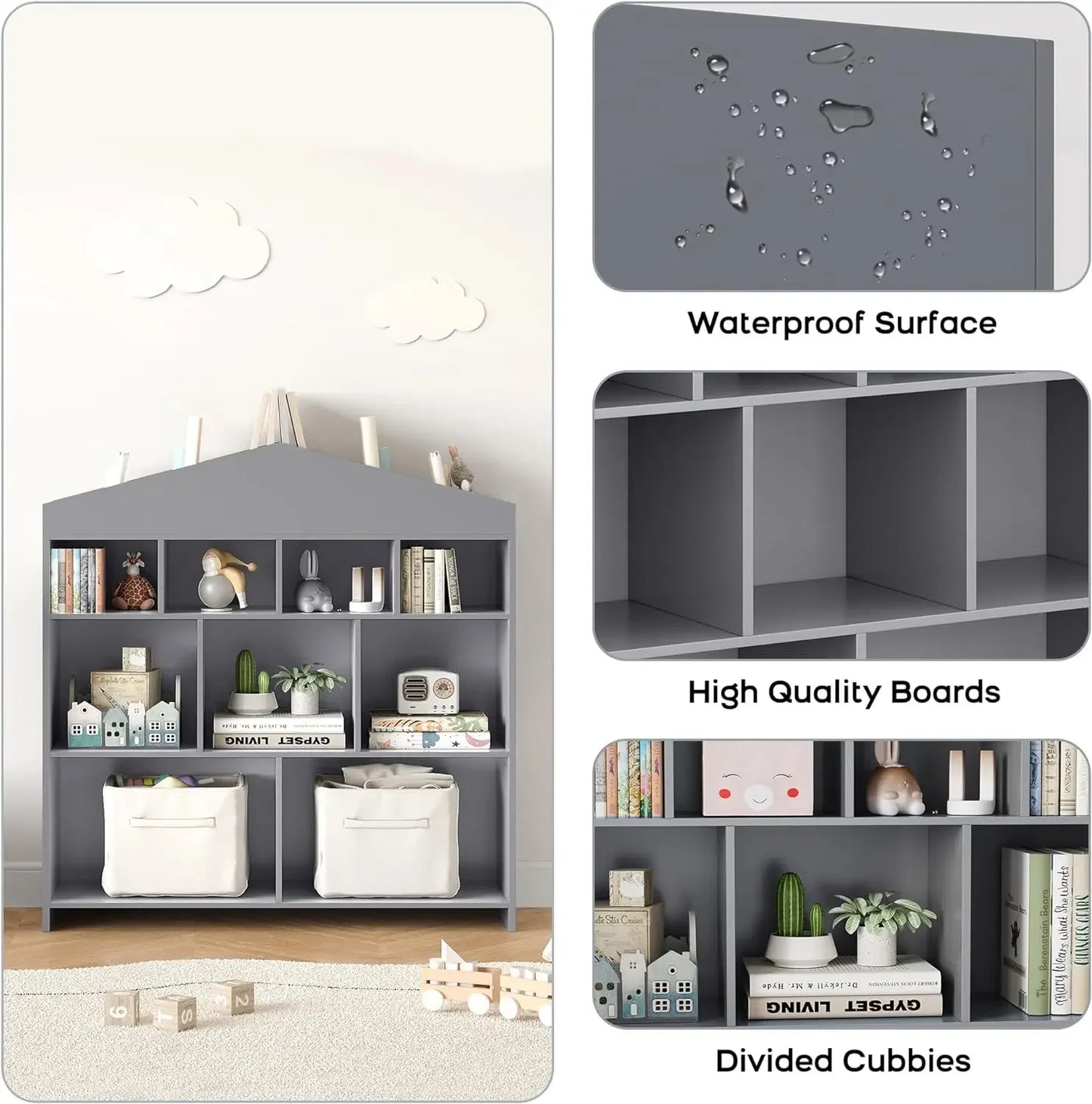 Toy Storage Organizer 9-Cubby Kids Bookshelf 40.7in Width