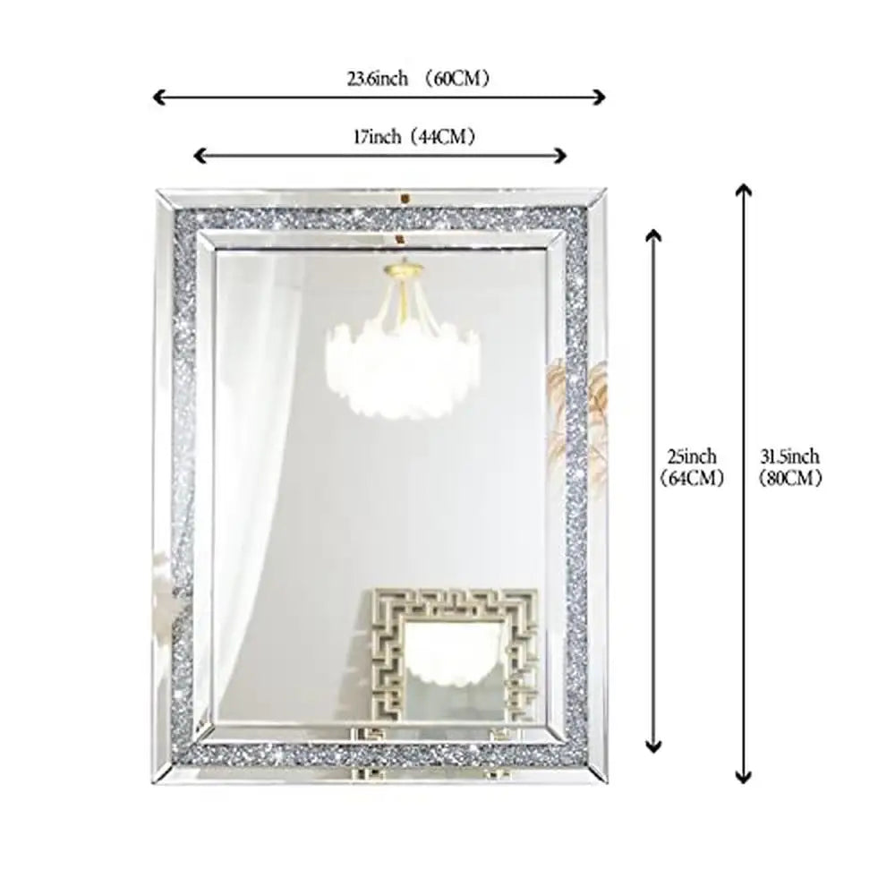 32x24 Crushed Diamond Beveled Wall Mirror