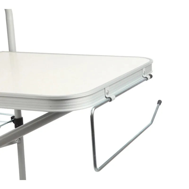 Camp Table Camp Kitchen Cooking Stand with Three Table Tops Portable