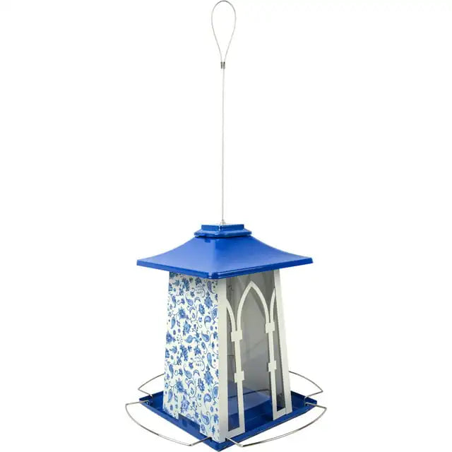 Metal Paisley Arches Gazebo Bird Feeder 3.3QT, Blue